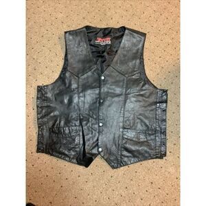 Leather Vest Light Weight Black XL Snap Front Lace Side(Needs Laces) Event Leath